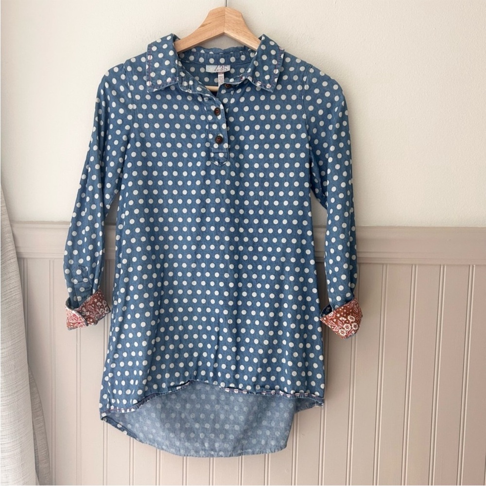 Matilda Jane Blue Polka Dot Tunic Blouse Girls 12